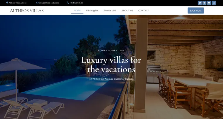 Site web d'Altheos Corfu, location de villas à Corfou