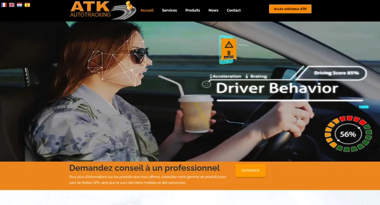 Site web d'Auto Tracking, logiciel de tracking GPS